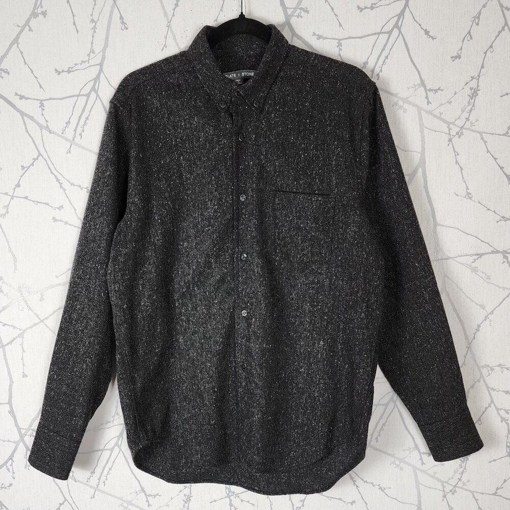 Slate & Stone Heathered Charcoal Gray 45% Wool Button Front Shirt